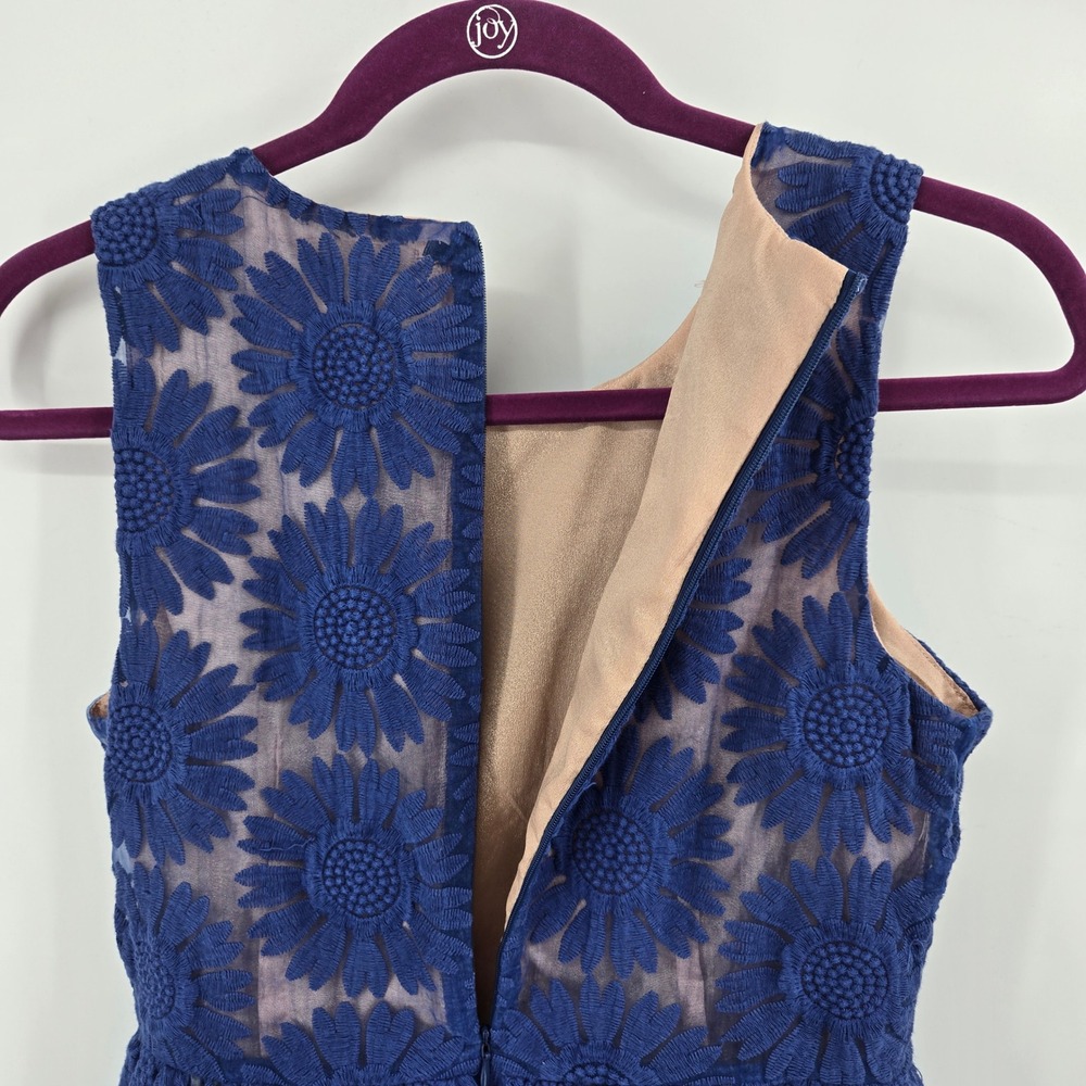 Ellison Dress M Blue Floral Lace Fit & Flare Anthropologie Style Kentucky Durby - Picture 4 of 10